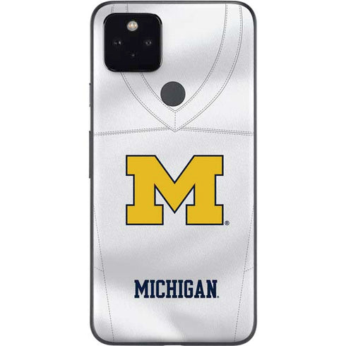 University of Michigan White Jersey Google Pixel 5a Skin